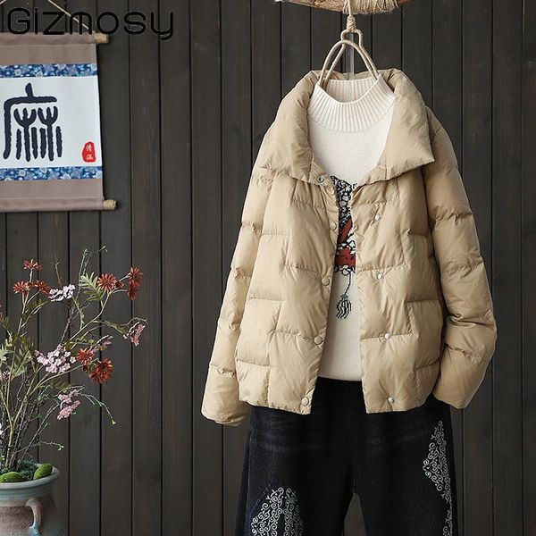 women's down & parkas gizmosy 2021 stand-up collar simple lightweight jacket winter women loose white duck short coat female warm, Black
women's down & parkas gizmosy 2021 stand-up collar simple lightweight jacket winter women loose white duck short coat female warm, Black
