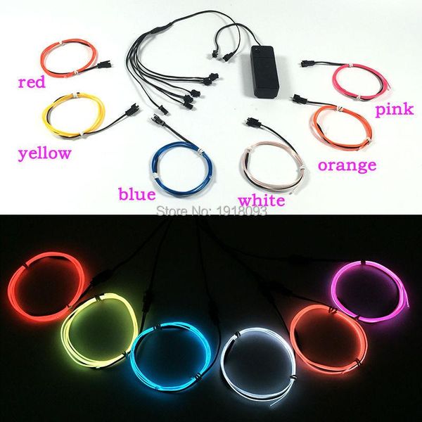 1.3mm 6 pieces 1meter glowing el wire set with dc-3v batteries drive led neon rope tube strip for party supplies strips
1.3mm 6 pieces 1meter glowing el wire set with dc-3v batteries drive led neon rope tube strip for party supplies strips