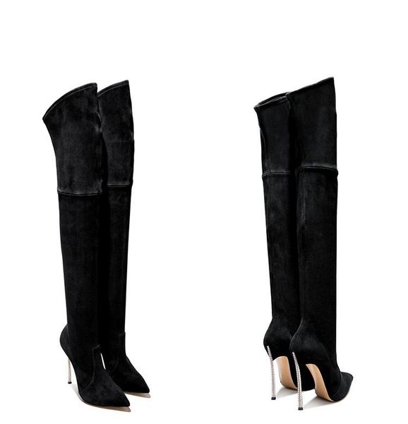 boots chic pearl metal heel thigh stiletto heels women suede pointed toe stretch over the knee winter knight, Black
boots chic pearl metal heel thigh stiletto heels women suede pointed toe stretch over the knee winter knight, Black