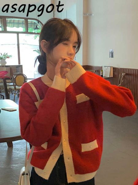 sweater retro pull femme o neck full red contrast knitted cardigan pearl single breasted loose wild chic outfits fashion jumpers 210610, White
sweater retro pull femme o neck full red contrast knitted cardigan pearl single breasted loose wild chic outfits fashion jumpers 210610, White