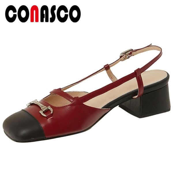 sandals conasco fashion concise casual summer women cow leather narrow band metal decoration back strap square toe shoes woman, Black
sandals conasco fashion concise casual summer women cow leather narrow band metal decoration back strap square toe shoes woman, Black