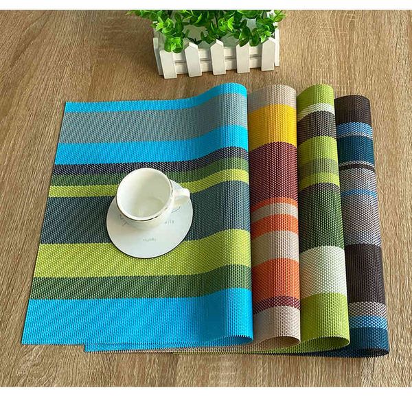 pvc buffet mat color stripe heat insulation table woven coaster l western food bar
pvc buffet mat color stripe heat insulation table woven coaster l western food bar