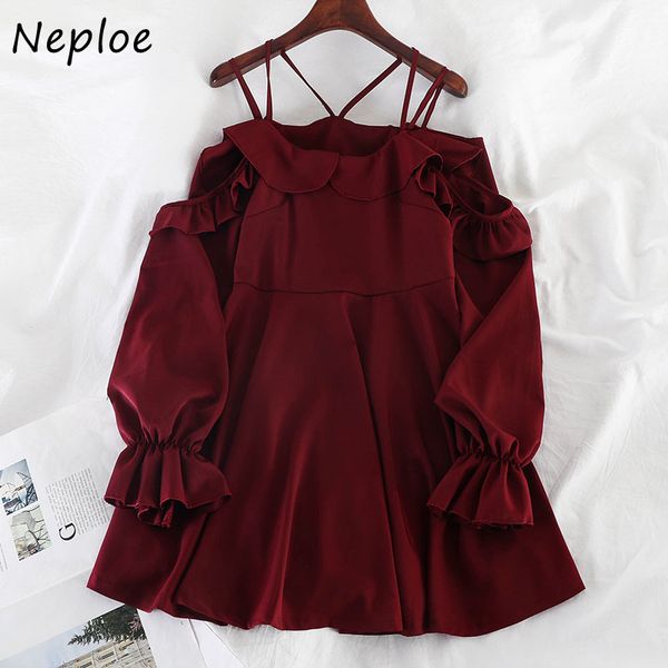 neploe elegant ruffles patchwork summer holiday dres swomen slash neck camis flare long sleeve vestidos high waist hip robe 210423, Black;gray
neploe elegant ruffles patchwork summer holiday dres swomen slash neck camis flare long sleeve vestidos high waist hip robe 210423, Black;gray