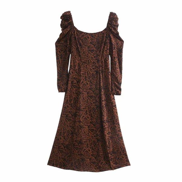 women leopard printed dress long sleeves square-neckline midi fashion chic casual dresses, Black;gray
women leopard printed dress long sleeves square-neckline midi fashion chic casual dresses, Black;gray