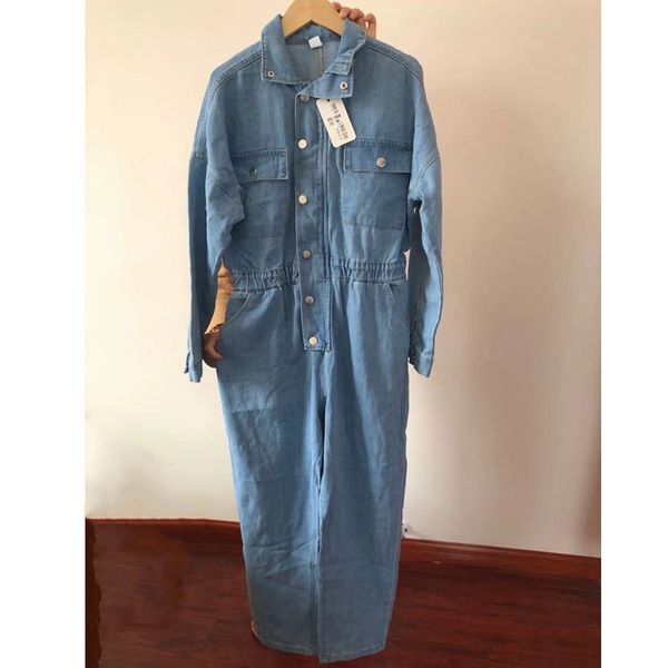 2011Lugentolo Jean Jumpsuit Women 2021 Spring Fashion Long Sleeve Pocket Belt Loose Jumpsuits, Blue
2011Lugentolo Jean Jumpsuit Women 2021 Spring Fashion Long Sleeve Pocket Belt Loose Jumpsuits, Blue