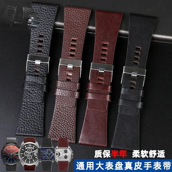 watch bands for leather large strap dz4323 dz1405 dz1657 dial band, Black;brown