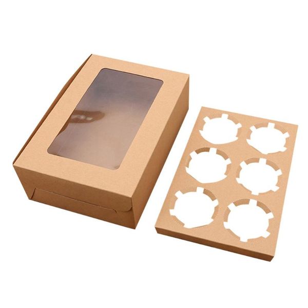 2/4/6 holes kraft paper cupcake packing box muffin wedding party case holder iq6 storage bottles & jars