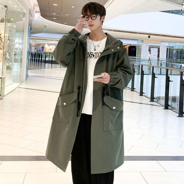 men's trench coats 2021 medium length windbreaker fashion hooded long jacket black/green/khaki color casual outerwear, Tan;black
men's trench coats 2021 medium length windbreaker fashion hooded long jacket black/green/khaki color casual outerwear, Tan;black
