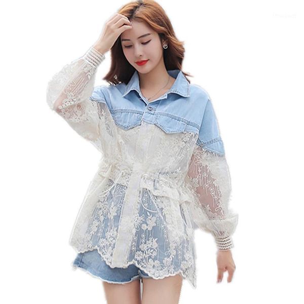 women's jackets 2021 spring summer ladies embroidery lace thin jean stitching mesh see-through loose sun protection outwear denim jacke, Black;brown
women's jackets 2021 spring summer ladies embroidery lace thin jean stitching mesh see-through loose sun protection outwear denim jacke, Black;brown