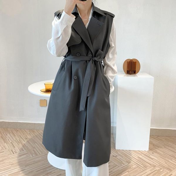 women's trench coats spring korean women mid-length waist bandage windbreaker vest casual turndown collar sleeveless waistcoat female a, Tan;black
women's trench coats spring korean women mid-length waist bandage windbreaker vest casual turndown collar sleeveless waistcoat female a, Tan;black