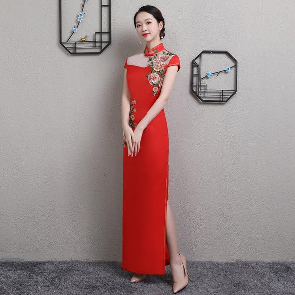 ethnic clothing plus size 3xl-4xl lady cheongsam perspective mandarin collar qipao chinese floral appliques long dress summer vestidos, Red
ethnic clothing plus size 3xl-4xl lady cheongsam perspective mandarin collar qipao chinese floral appliques long dress summer vestidos, Red