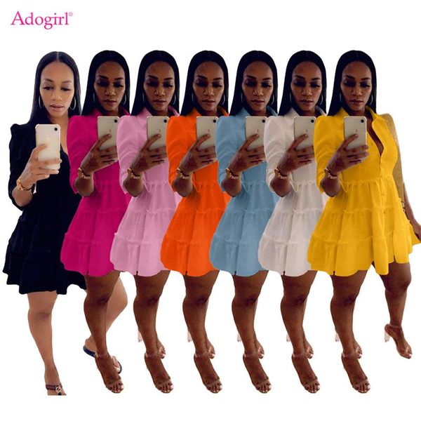 casual dresses adogirl women solid ruffles mini shirt dress button up turn down collar long sleeve fit flare vestidos autumn outfits, Black;gray
casual dresses adogirl women solid ruffles mini shirt dress button up turn down collar long sleeve fit flare vestidos autumn outfits, Black;gray