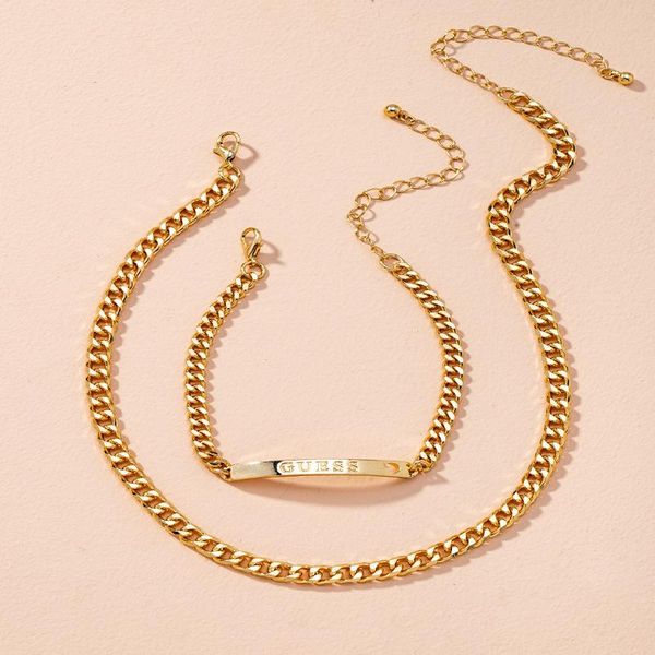 earrings & necklace european american thick chain bracelet jewlery set letter curved choker minimalist jewelry, Silver
earrings & necklace european american thick chain bracelet jewlery set letter curved choker minimalist jewelry, Silver