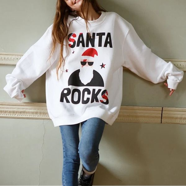 fd666 women's clothing 2021 autumn winter new santa claus english letter printing loose medium length sweater, Black
fd666 women's clothing 2021 autumn winter new santa claus english letter printing loose medium length sweater, Black