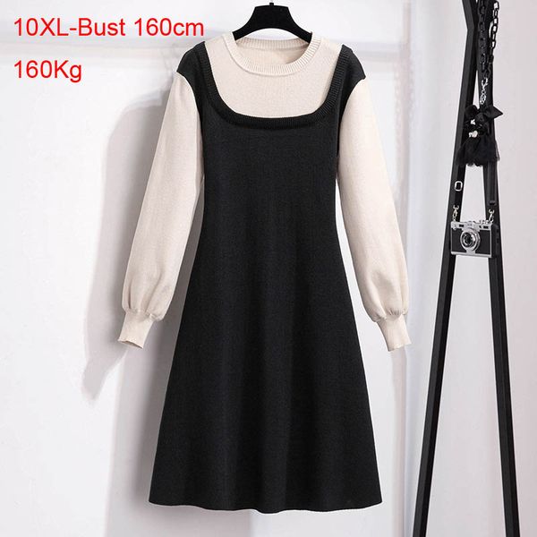 160Kg Oversized womens bust 160cm fake two-piece knitted sweater dress 6XL 7XL 8XL 9XL 10XL loose long sleeve black dress
160Kg Oversized womens bust 160cm fake two-piece knitted sweater dress 6XL 7XL 8XL 9XL 10XL loose long sleeve black dress