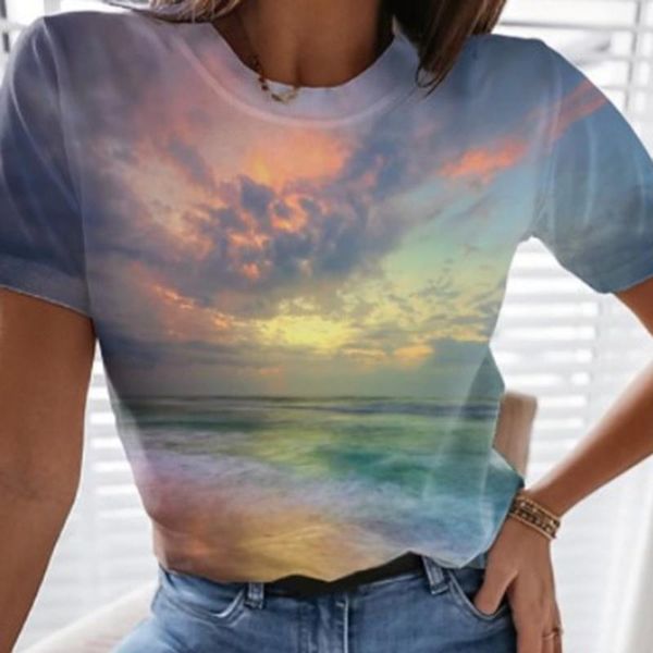 women's t-shirt creative women t shirt 2021 summer tees ocean landscape print o-neck harajuku streetwear female vintage, White
women's t-shirt creative women t shirt 2021 summer tees ocean landscape print o-neck harajuku streetwear female vintage, White