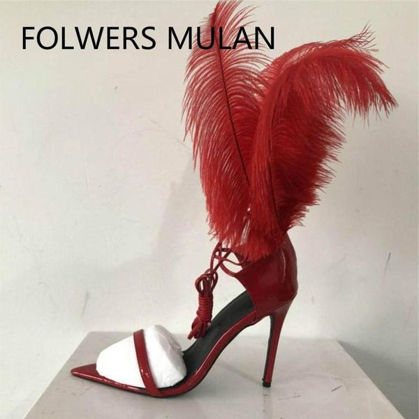 runway high heels sandals women red white black colorful feather cover back fashion show banquet shoes ankle strap gladiators
runway high heels sandals women red white black colorful feather cover back fashion show banquet shoes ankle strap gladiators