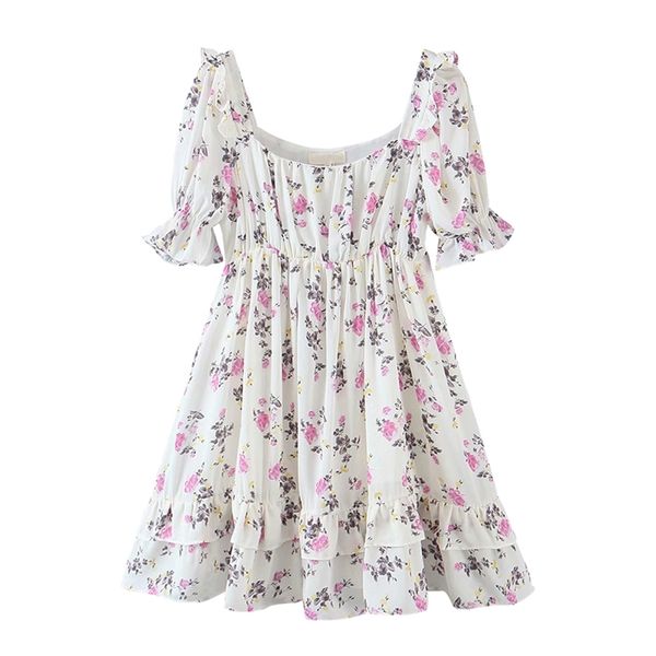 sweet women floral print princess dress square neck puff sleeve holiday party female summer short vestido 210514, Black;gray
sweet women floral print princess dress square neck puff sleeve holiday party female summer short vestido 210514, Black;gray
