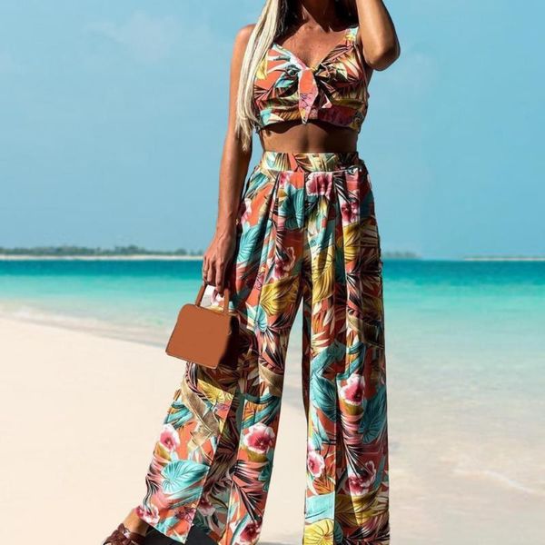 women's pants & capris 50% s women outfit sleeveless plant print summer bow crop split wide leg for beach, Black;white
women's pants & capris 50% s women outfit sleeveless plant print summer bow crop split wide leg for beach, Black;white