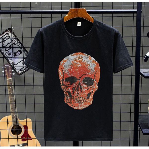 summer men's t-shirt high-quality breathable modal cotton drill design rhinestone short-sleeved skull plus size 5xl tees t-shirts, White;black
summer men's t-shirt high-quality breathable modal cotton drill design rhinestone short-sleeved skull plus size 5xl tees t-shirts, White;black