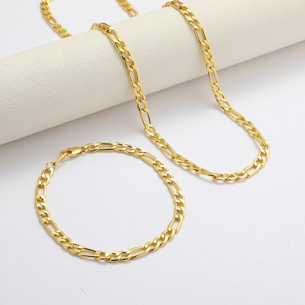 wholesale figaro cuban link chain necklace bracelet sets 14k real solid gold filled copper fashion men women's jewelry accessories 22 t, Silver
wholesale figaro cuban link chain necklace bracelet sets 14k real solid gold filled copper fashion men women's jewelry accessories 22 t, Silver