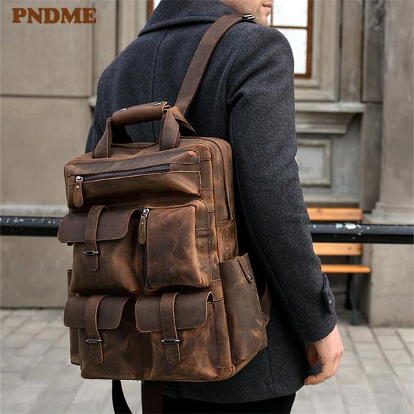 backpack pndme retro genuine leather men's multi-pocket large travel bagpack lapbookbag
backpack pndme retro genuine leather men's multi-pocket large travel bagpack lapbookbag