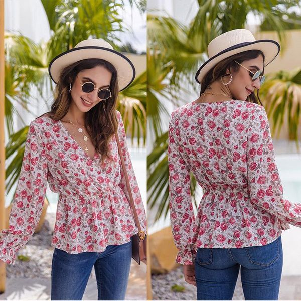 women's blouses & shirts casual elegant print women 2021 autumn deep v-neck lantern sleeves ruffles slim, White
women's blouses & shirts casual elegant print women 2021 autumn deep v-neck lantern sleeves ruffles slim, White