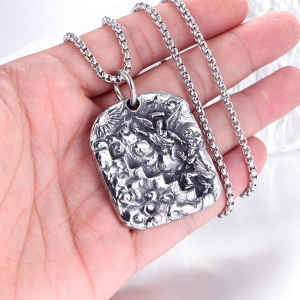 stainless steel vintage angel relief pendant necklace punk rock biker jewels necklaces with 60cm chain, Silver
stainless steel vintage angel relief pendant necklace punk rock biker jewels necklaces with 60cm chain, Silver