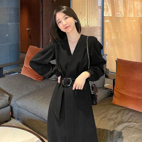 casual dresses women vintage sashes a-line party mini dress long sleeve notched collar solid elegant 2021 winter fashion, Black;gray
casual dresses women vintage sashes a-line party mini dress long sleeve notched collar solid elegant 2021 winter fashion, Black;gray
