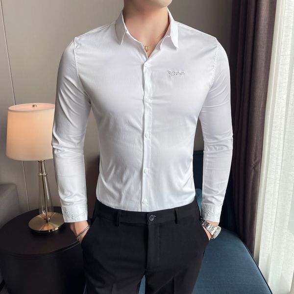 men's casual shirts 2021 arrival embroidered shirt autumn t-shirt slim fit men's long sleeve full set street clothes club evening, White;black
men's casual shirts 2021 arrival embroidered shirt autumn t-shirt slim fit men's long sleeve full set street clothes club evening, White;black
