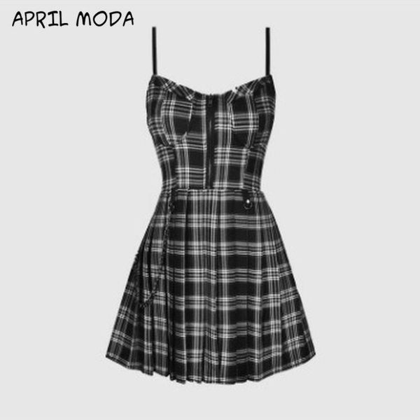spring summer preppy style gothic girls sling dress red balck pleated plaid women sleeveless mini short dresses casual, Black;gray
spring summer preppy style gothic girls sling dress red balck pleated plaid women sleeveless mini short dresses casual, Black;gray