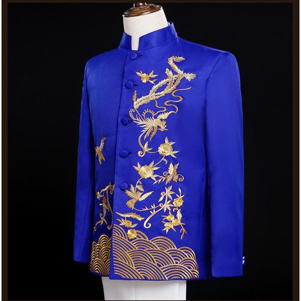 men's trench coats 2021 blue and white porcelain embroidery stand collar chinese style clothing coat, Tan;black
men's trench coats 2021 blue and white porcelain embroidery stand collar chinese style clothing coat, Tan;black