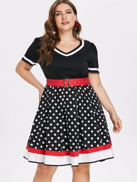 plus size dresses s-2xl polka dot print vintage dress women summer v-neck sleeveless a-lined sweetheart pin up 50s party belt, Black
plus size dresses s-2xl polka dot print vintage dress women summer v-neck sleeveless a-lined sweetheart pin up 50s party belt, Black