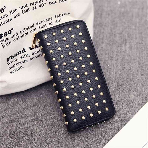 women wallet female purse leather long rivet money pocket card coin holder wallets designer phone dollar price purses, Red;black
women wallet female purse leather long rivet money pocket card coin holder wallets designer phone dollar price purses, Red;black