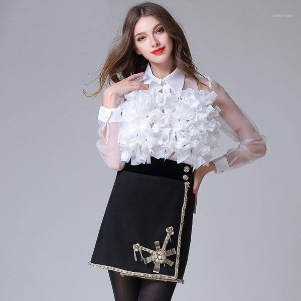 women's blouses & shirts flower petal appliques designer transparent organza long sleeve blouse shirt 2021 lady nice spring, White
women's blouses & shirts flower petal appliques designer transparent organza long sleeve blouse shirt 2021 lady nice spring, White