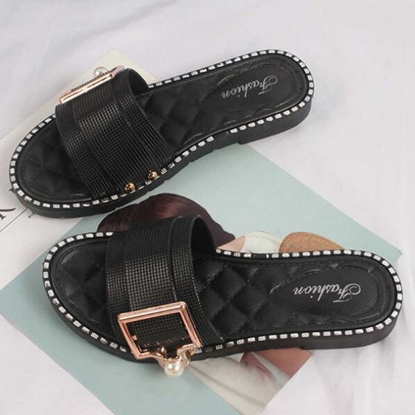 summer women's slippers sandals fashion pearl button open toe flip flops clear outdoor casual female beach slides sandals qq102 210625, Black
summer women's slippers sandals fashion pearl button open toe flip flops clear outdoor casual female beach slides sandals qq102 210625, Black