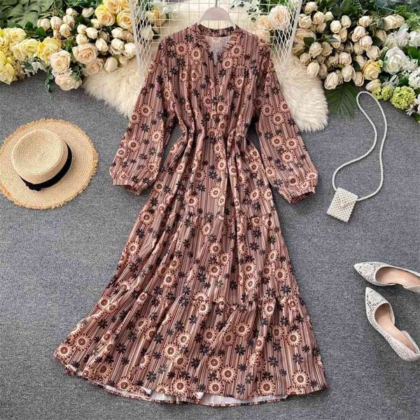 women's spring autumn dress french retro v-neck floral lantern sleeve loose lotus leaf female es qx932 210507, Black;gray
women's spring autumn dress french retro v-neck floral lantern sleeve loose lotus leaf female es qx932 210507, Black;gray