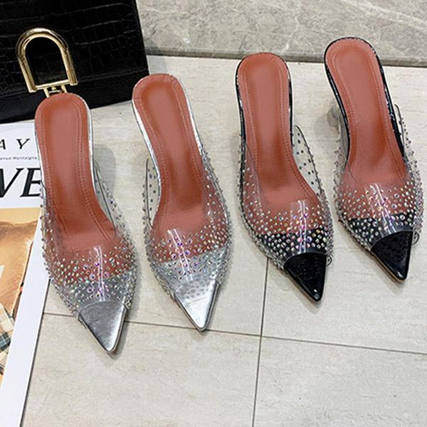 women slippers pointed toe fashion ladies shoes transparent pvc high heels peep pumps summer sandals office female, Black
women slippers pointed toe fashion ladies shoes transparent pvc high heels peep pumps summer sandals office female, Black