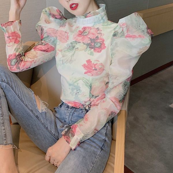 retro womens casual ruffle blouses for female turtleneck puff long sleeve tunic ruched women's short shirts clothes 210514, White;black
retro womens casual ruffle blouses for female turtleneck puff long sleeve tunic ruched women's short shirts clothes 210514, White;black