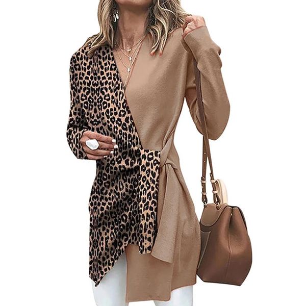 women's trench coats 2021 arrival cardigan leopard print solid color stitching v-neck tie mid-length windbreaker jacket khaki, Tan;black
women's trench coats 2021 arrival cardigan leopard print solid color stitching v-neck tie mid-length windbreaker jacket khaki, Tan;black