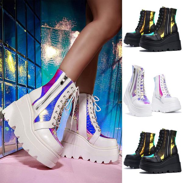 boots women pu platform heel ankle woman punk style high-lady zipper winter wedges shoes d30, Black
boots women pu platform heel ankle woman punk style high-lady zipper winter wedges shoes d30, Black