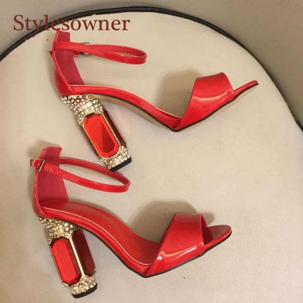 summer sandal shoe red black patent leather crystal gemstone squared heel sandalias runway temperament shoes arrival sandals
summer sandal shoe red black patent leather crystal gemstone squared heel sandalias runway temperament shoes arrival sandals
