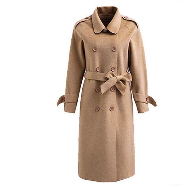 women's wool & blends double-sided cashmere coat high-quality 2021 mid-length slim and thin foreign style over-the-knee spring autumn, Black
women's wool & blends double-sided cashmere coat high-quality 2021 mid-length slim and thin foreign style over-the-knee spring autumn, Black