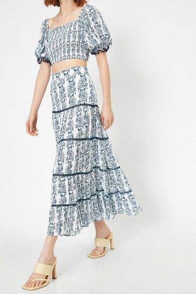 koton women blue print skirt 0 yak73954ew skirts, Black 
koton women blue print skirt 0 yak73954ew skirts, Black