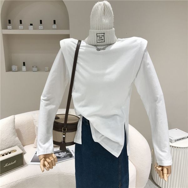 polos spring female summer niche basic versatile fashion design simple around the neck skinny split shirt, White
polos spring female summer niche basic versatile fashion design simple around the neck skinny split shirt, White