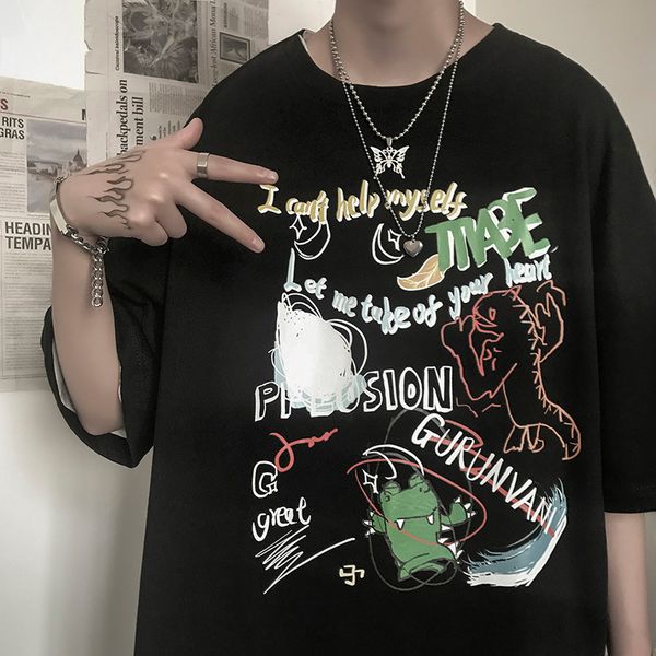 t-shirt short t-shirts men's summer loose round ne casual half sve fashion brand ruffian graffiti cloth, White;black
t-shirt short t-shirts men's summer loose round ne casual half sve fashion brand ruffian graffiti cloth, White;black