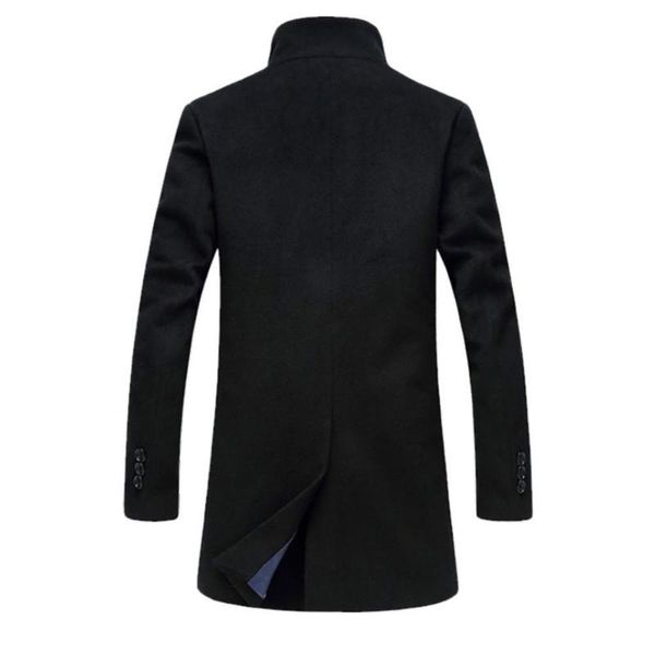 men's wool & blends men winter warm solid color woolen trench coat outwear overcoat long jacket clothing blouses 2021, Black
men's wool & blends men winter warm solid color woolen trench coat outwear overcoat long jacket clothing blouses 2021, Black