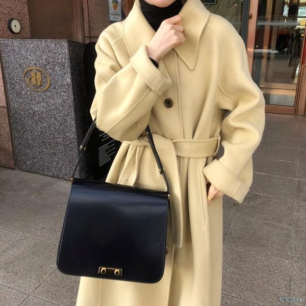 women's wool & blends french elegant single-breasted lace-up imitation cashmere long woolen coat 2021 women fashion solid, Black
women's wool & blends french elegant single-breasted lace-up imitation cashmere long woolen coat 2021 women fashion solid, Black
