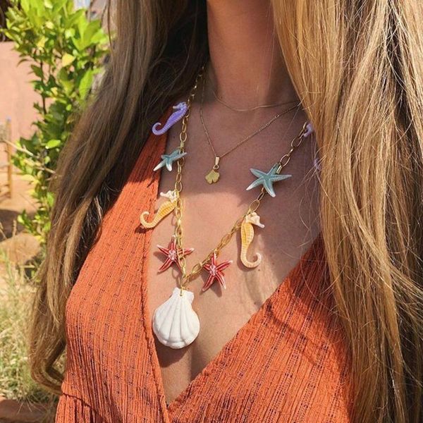 pendant necklaces bohemian shell starfish summer beach necklace fashion design sea animal jewelry gift for women party, Silver
pendant necklaces bohemian shell starfish summer beach necklace fashion design sea animal jewelry gift for women party, Silver