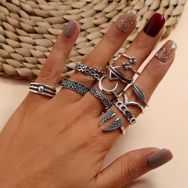 cluster rings modyle bohemian silver color metal set for women heart wing vintage geometric knuckle ring party wedding jewelry gift, Golden;silver
cluster rings modyle bohemian silver color metal set for women heart wing vintage geometric knuckle ring party wedding jewelry gift, Golden;silver